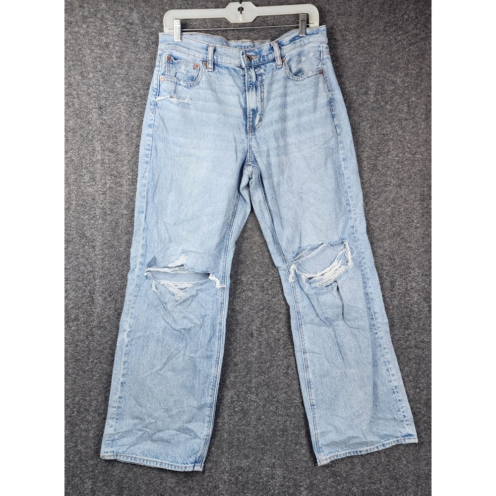 American Eagle Stovepipe Jeans Women 8 Light Wash Distressed High Rise Strigid